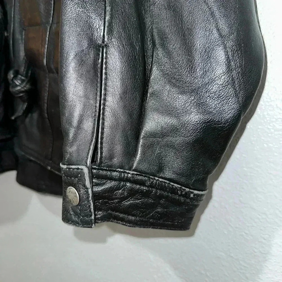 Women's Vintage Sanzzini Genuine Leather Jacket XL Black Made in India Biker - Picture 11 of 16